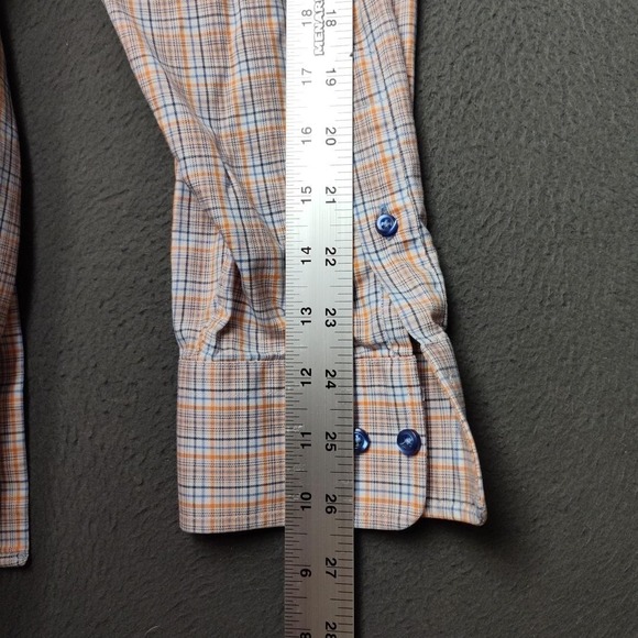 David Donahue Shirt Mens 17 XL Plaid Long Sleeve Button Up Dress Shirt Work - Picture 11 of 12